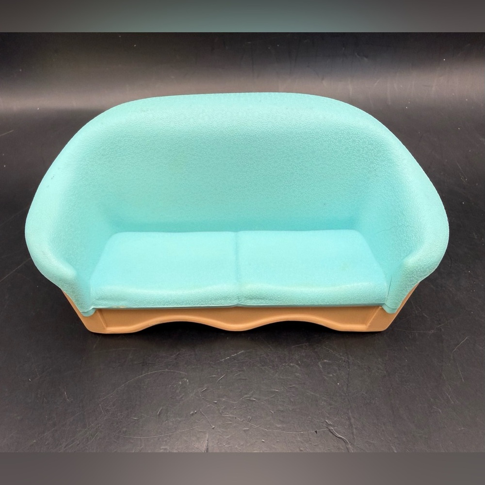 1993 Fisher-Price Loving Family Dollhouse Furniture Blue Living Room Sofa Couch